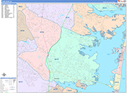 Toms River  Wall Map Color Cast Style